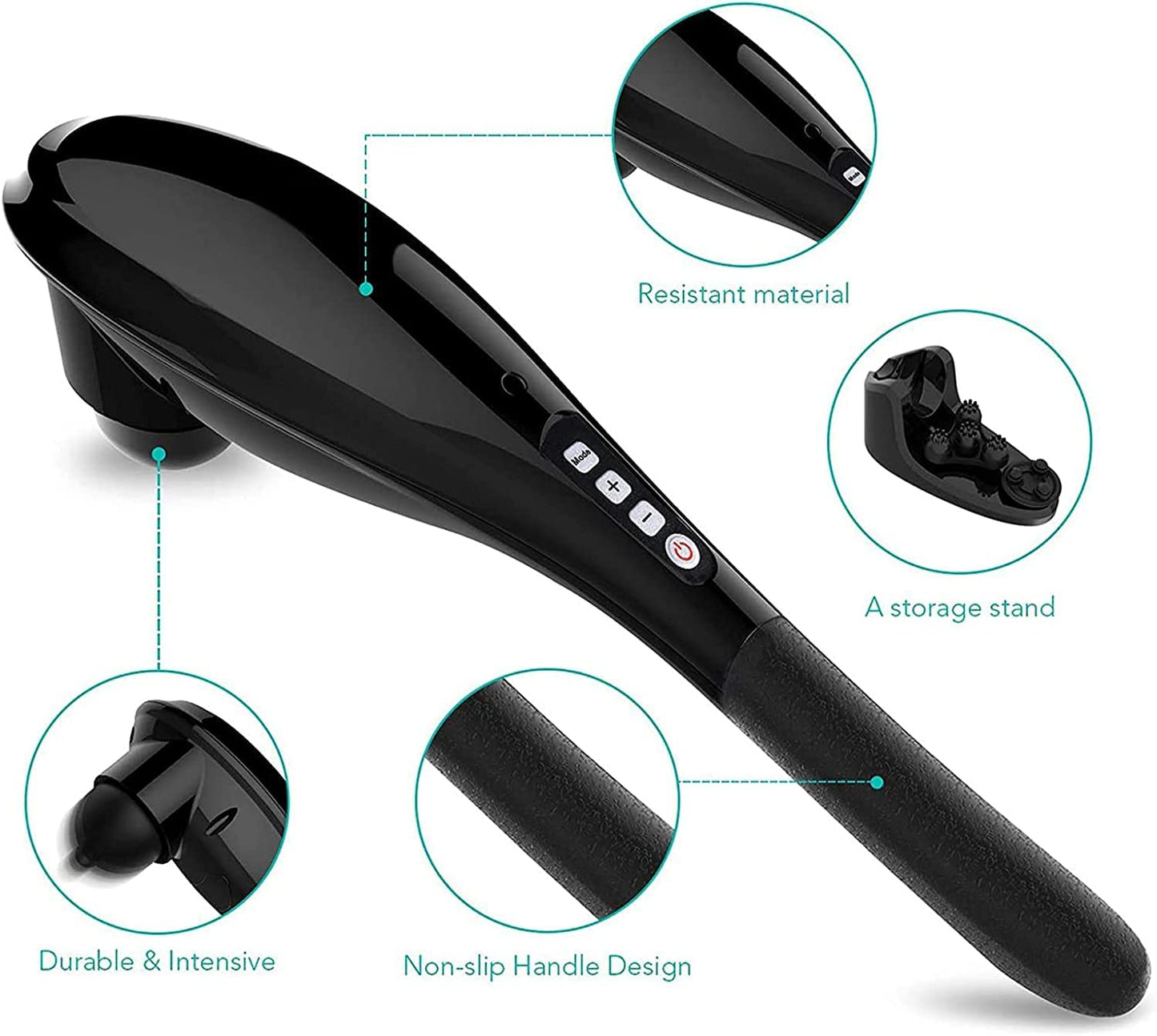 Naipo Electric Handheld Massager Deep Tissue Cordless Back Massager with 5 Heads and Adjustable Modes for Full Body’s Muscle Relax