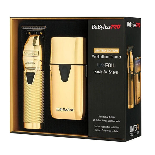 BabylissPro LimitedFX GoldFX Trimmer and UVFoil Single Foil Shaver Combo #FXLFHOLPKG