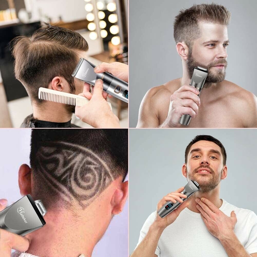 Hatteker Mens Beard Cordless Hair Trimmer Clipper Detail Grooming Kit