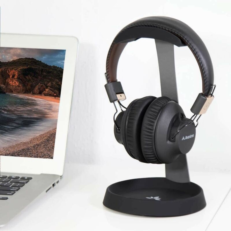Avantree Aluminum Metal Headphone Stand Hanger with Cable Holder Black HS102