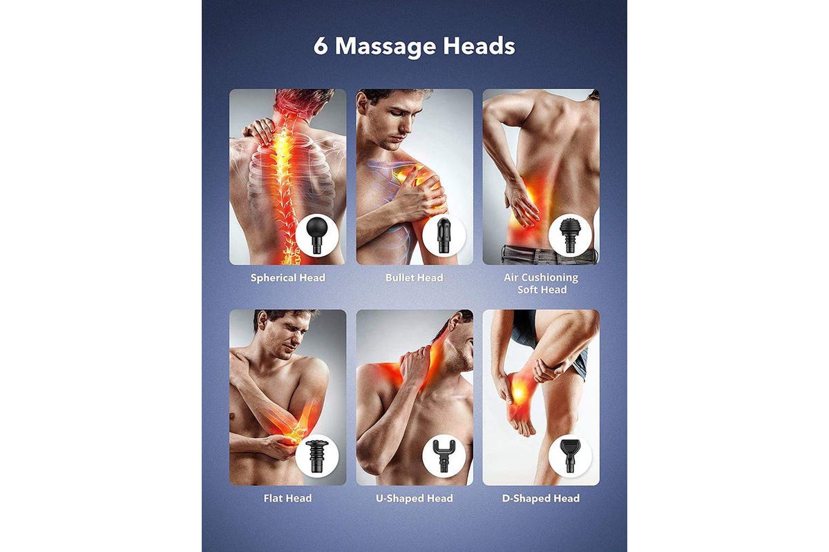 TaoTronics Massage Gun, Handheld massager, 10H Battery Life Deep Tissue Muscle Massager for Athletes, Low-Decibel Muscle Massager for Relieving Muscle Pain, Soreness and Stiffness