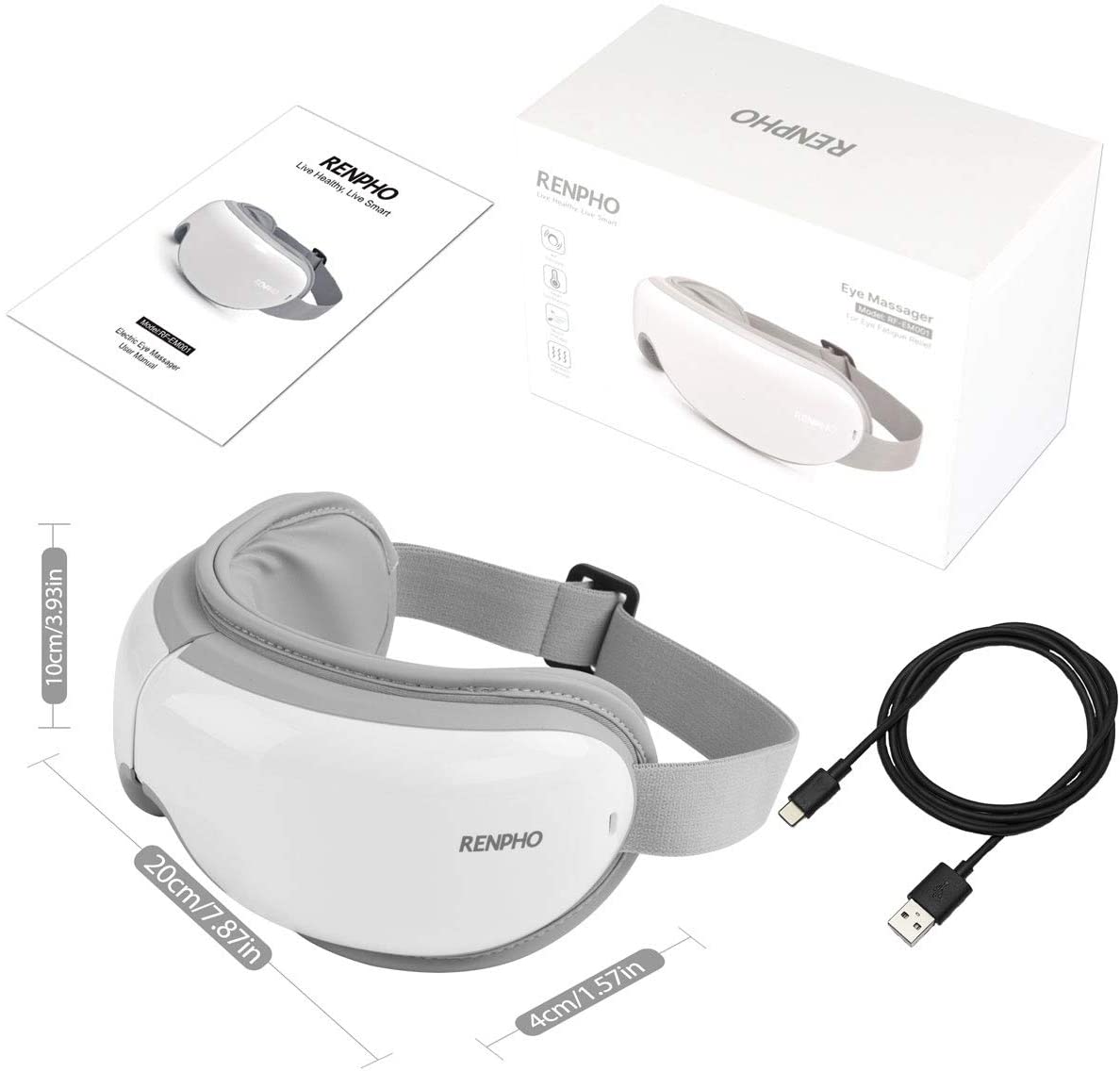 RENPHO Eye Massager with Heat Compression Bluetooth Music Rechargeable Therapy