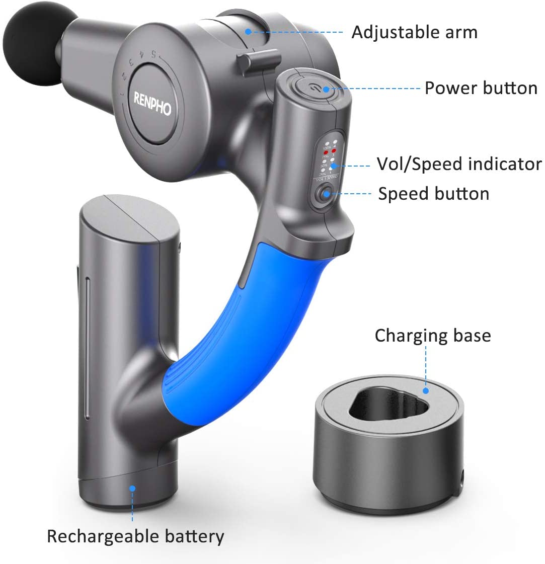RENPHO R4 Pro Massage Gun Adjustable Arm Deep Tissue Percussion Muscle Massager