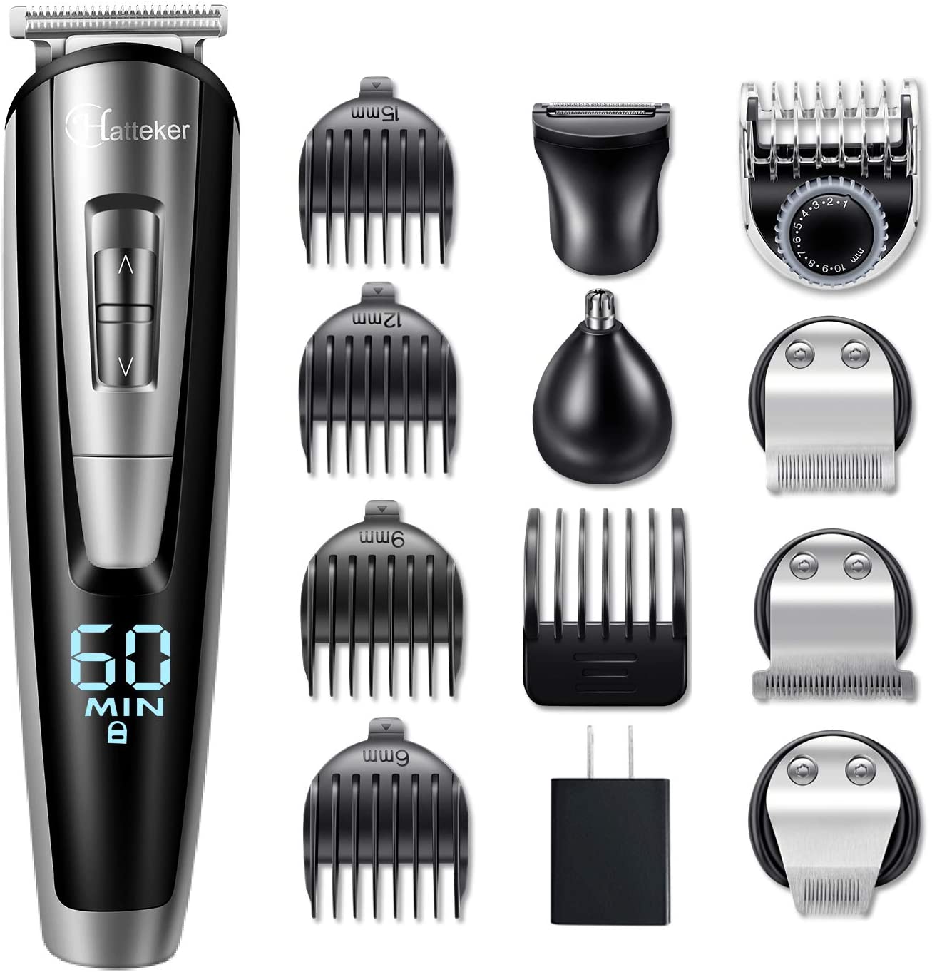 Hatteker 5 In 1 Hair Beard Mustache Nose Waterproof Groomer Precision Trimmer Kit For Men