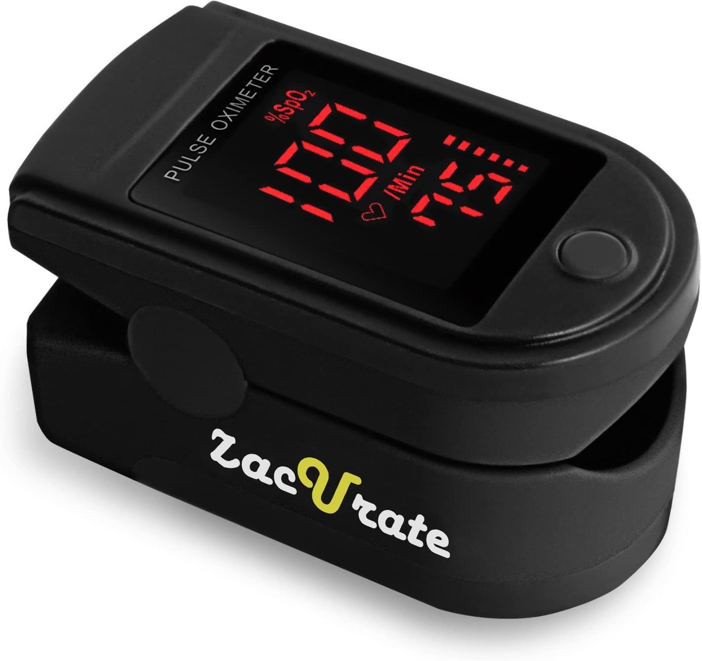 Zacurate Pro Series 500DL Fingertip Pulse Oximeter Blood Oxygen Saturation Monitor with silicon cover, batteries and lanyard (Mystic Black)