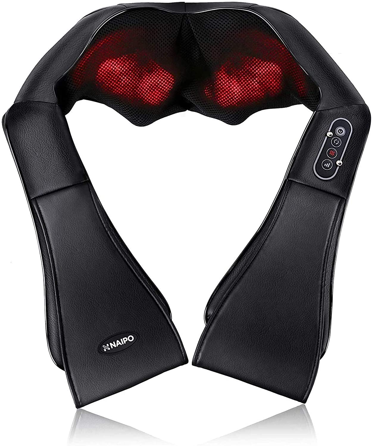 Naipo Shiatsu Back and Neck Massager with Heat Deep Kneading Massage for Neck, Back, Shoulder, Foot and Legs, Use at Home, Car, Office