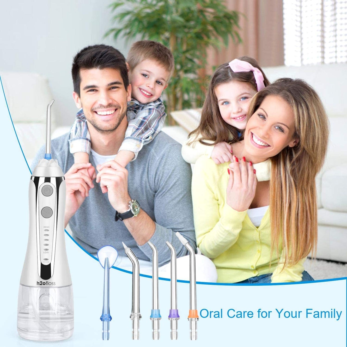 H2ofloss Cordless Water Flosser with 30 Days Battery Life, Premium Water Floss for Teeth, Portable Dental Flosser in 5 Modes, Gravity Ball for Upside Down Use, 300ml Water Tank