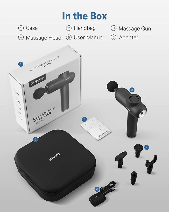 NAIPO MASSAGE GUN FOR ATHLETES, NAIPO HANDHELD MASSAGE DEEP TISSUE BODY MUSCLE MASSAGE GUN