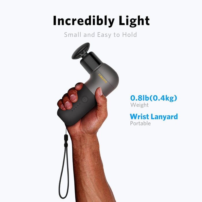 NAIPO MINI DEEP TISSUE PERCUSSION MASSAGE GUN | SUPER LIGHT AND PORTABLE, 5 SPEEDS, 4 INTERCHANGEABLE HEADS
