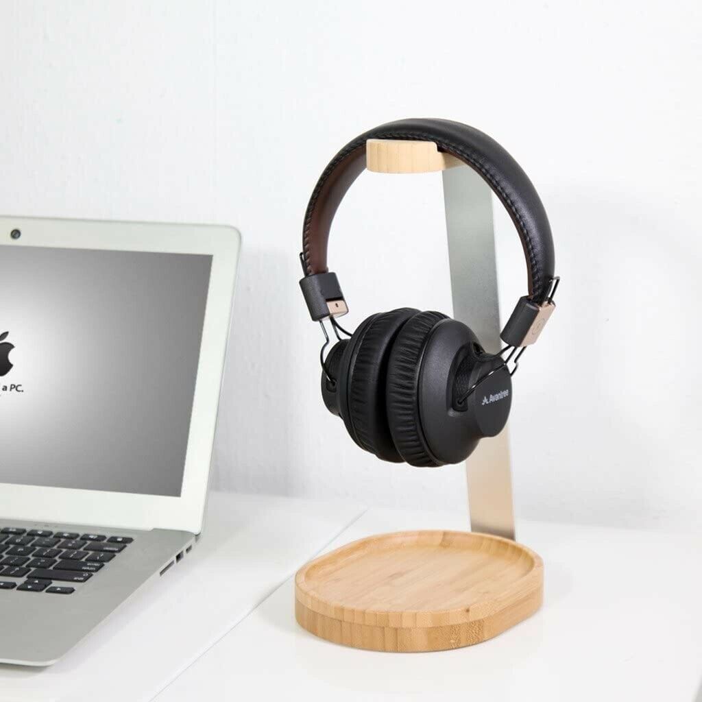 Avantree Universal Wooden & Aluminum Headphone Stand Hanger with Cable Holder