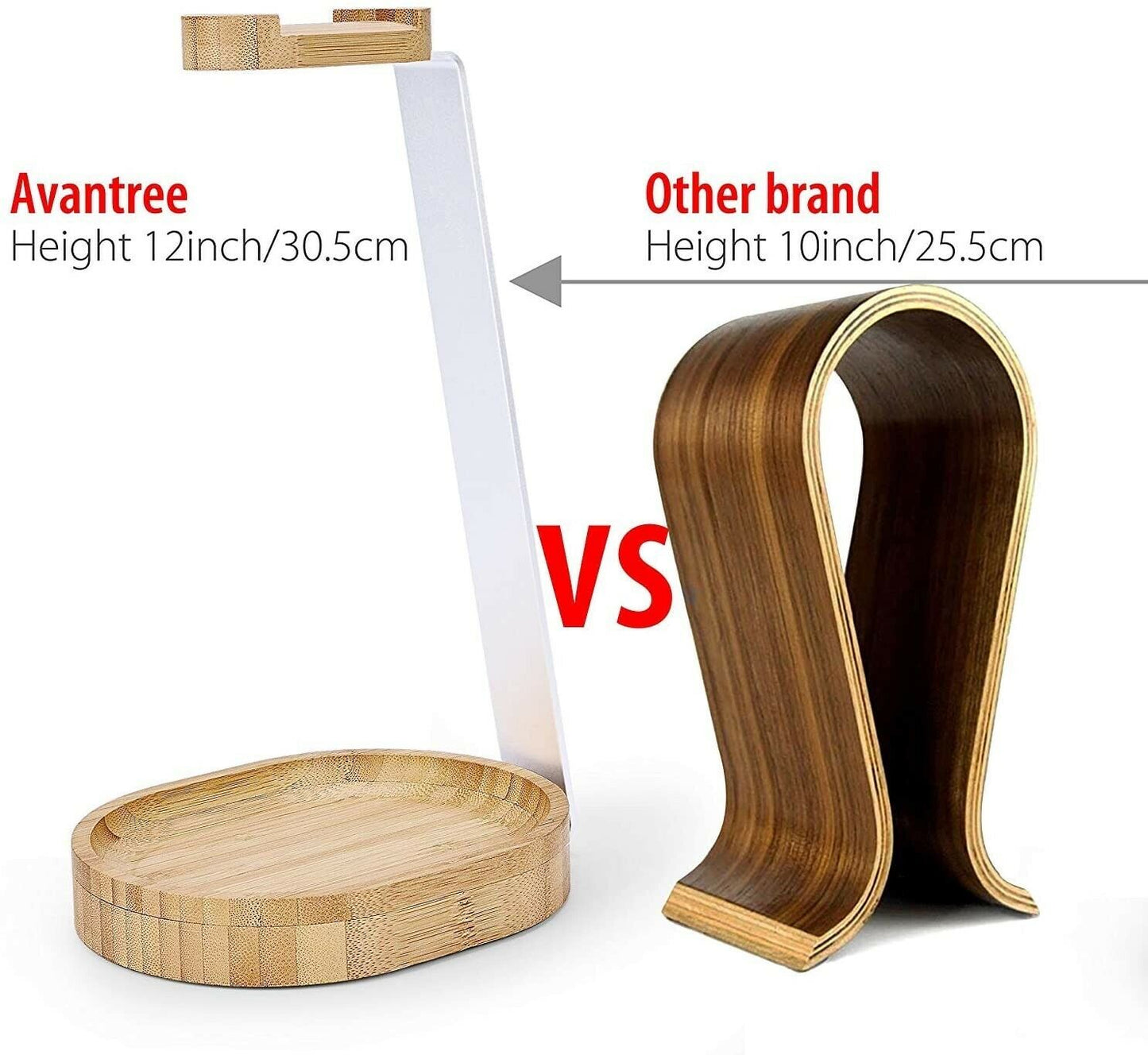 Avantree Universal Wooden & Aluminum Headphone Stand Hanger with Cable Holder