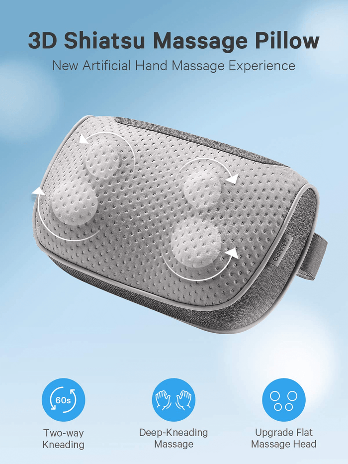 Naipo Shiatsu Massage Pillow with Heat, Electric Deep Kneading Back Neck Massager for Lower and Upper Back Shoulders Legs Foot Arms