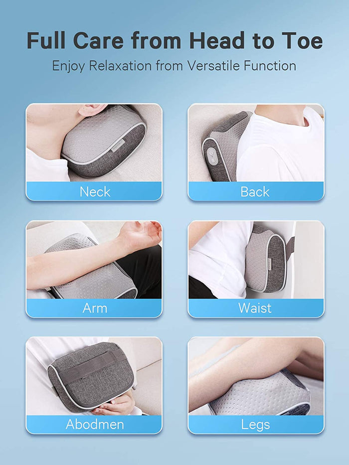 Naipo Shiatsu Massage Pillow with Heat, Electric Deep Kneading Back Neck Massager for Lower and Upper Back Shoulders Legs Foot Arms