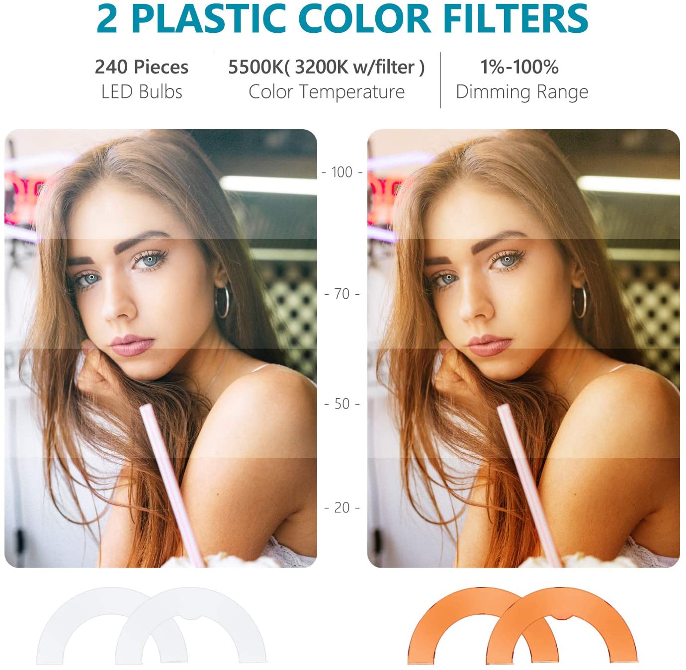 Neewer Camera Photo Video Light Kit: 18 Inches/48 Centimeters Outer 55W 5500K Dimmable LED Ring Light, Light Stand, Receiver for Smartphone Self-Portrait Video Shooting