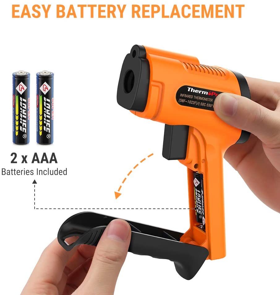 ThermoPro TP30 Digital Infrared Thermometer Gun Non Contact Laser Temperature Gun -58°F ~1022°F (-50°C ~ 550°C) with Adjustable Emissivity & Max Measure (NOT for Human Body Temperature)