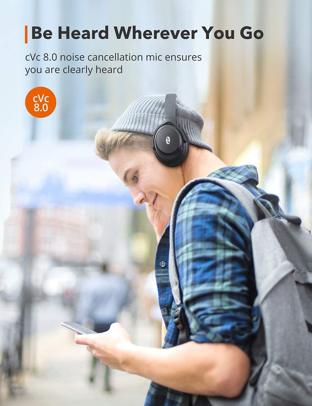 TaoTronics TT-BH085 Active Noise Cancelling Headphones, Bluetooth Headphones [Upgraded] Over Ear Wireless Headphones 40H Playtime Type-C Fast Charging Bluetooth 5.0 CVC 8.0 Mic for TV PC Cellphone, Suitable for Online Class and Meeting