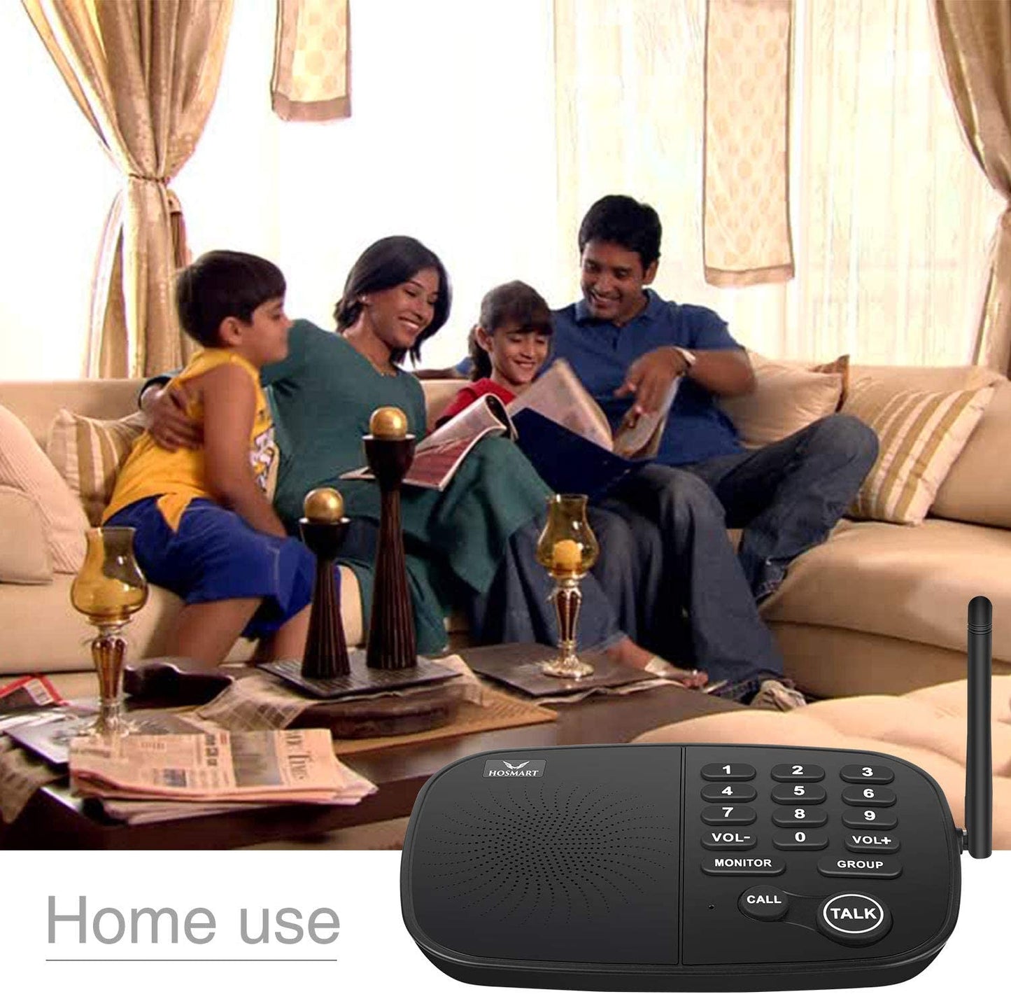 Hosmart Wireless Intercom System 1/2 Mile Long Range 10-Channel Security for Home or Office [2 Stations Black]