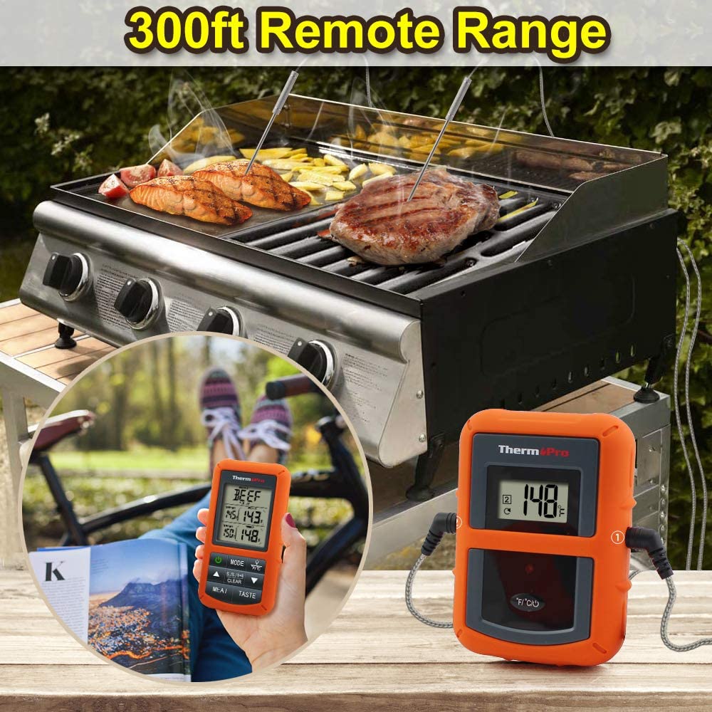 ThermoPro TP20 Wireless Remote Digital Cooking Food Meat Thermometer with Dual Probe for Smoker Grill BBQ Thermometer