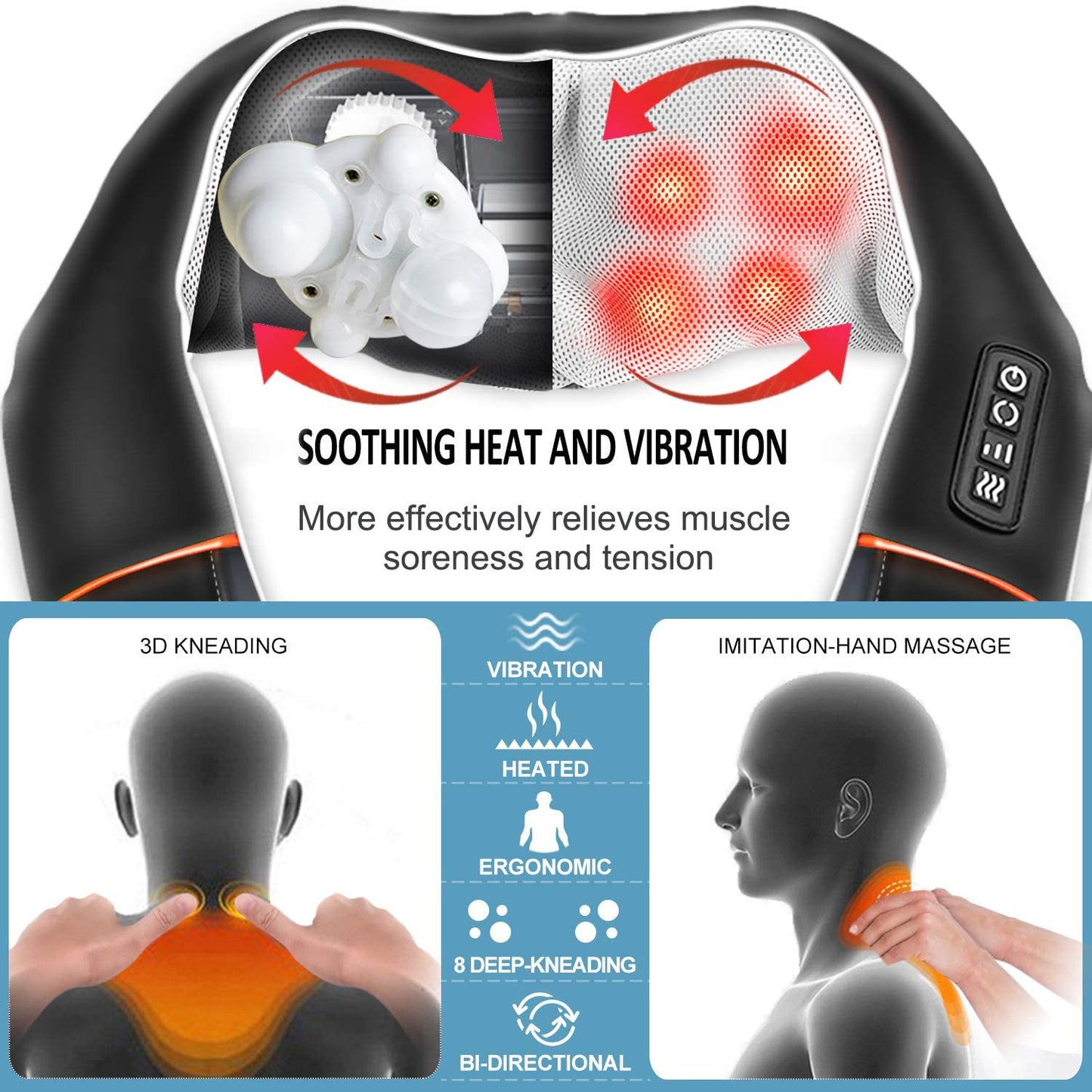 RENPHO Shiatsu Neck and Shoulder Back Massager Vibration Deep Tissue Kneading