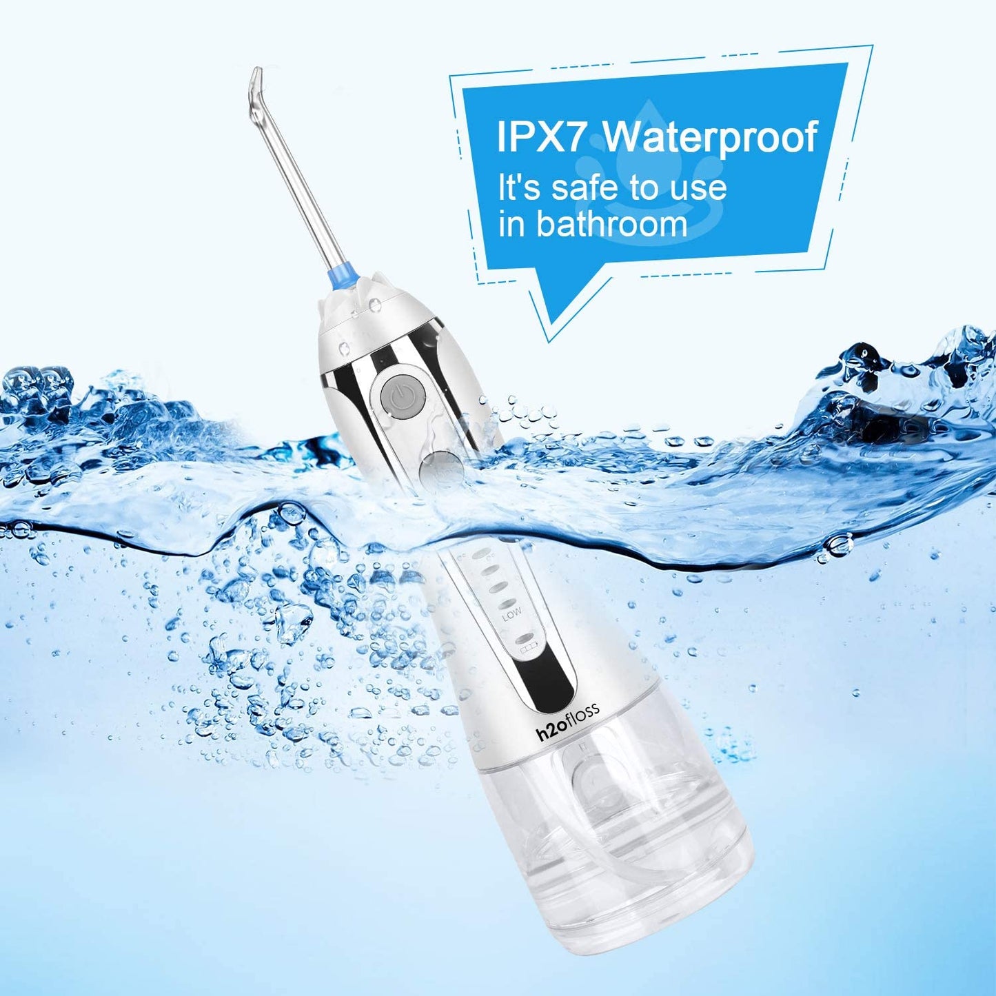 H2ofloss Cordless Water Flosser with 30 Days Battery Life, Premium Water Floss for Teeth, Portable Dental Flosser in 5 Modes, Gravity Ball for Upside Down Use, 300ml Water Tank