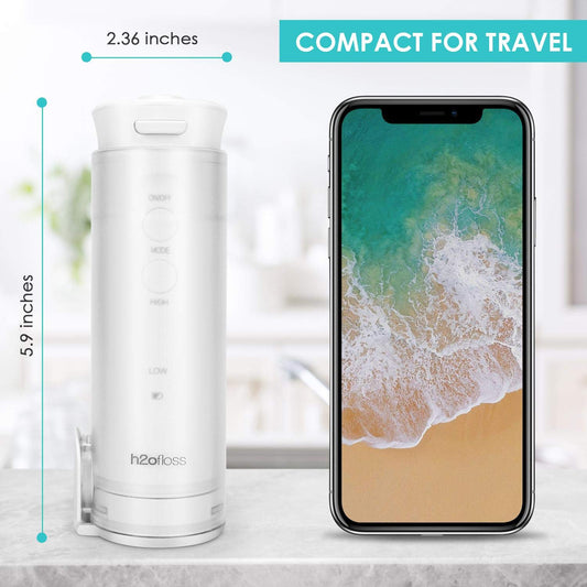 H2OFLOSS Cordless Water Flosser Teeth Pick, [2020 NEWEST] High Pulse Rechargable Portable Oral Irrigator For Travel, Braces & Bridges Care, IPX7 Waterproof With 5 Interchangeable Jet Tips, White