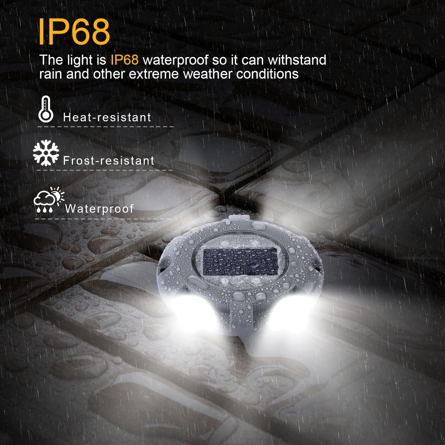 Siedinlar Solar Deck Lights Driveway Dock LED Light Solar Powered Outdoor Waterproof Road Markers for Step Sidewalk Stair Garden Ground Pathway Yard 4 Pack (White)