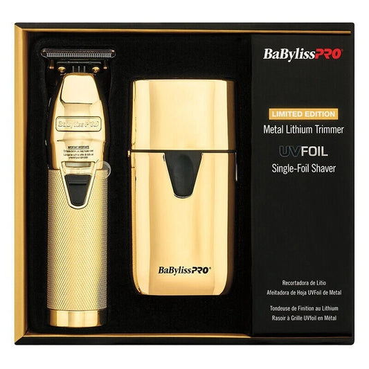 BabylissPro LimitedFX GoldFX Trimmer and UVFoil Single Foil Shaver Combo #FXLFHOLPKG