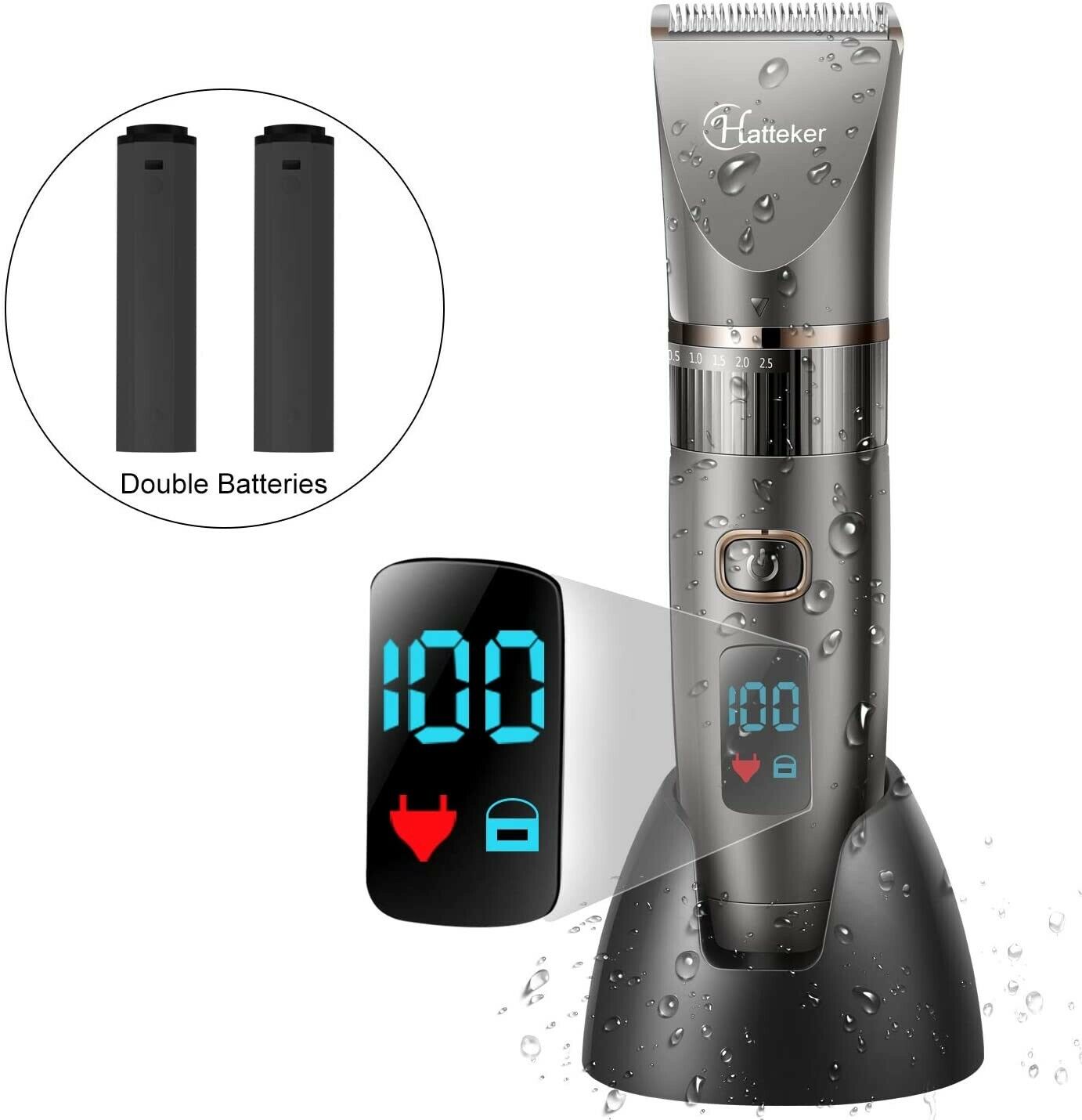 Hatteker Mens Beard Cordless Hair Trimmer Clipper Detail Grooming Kit
