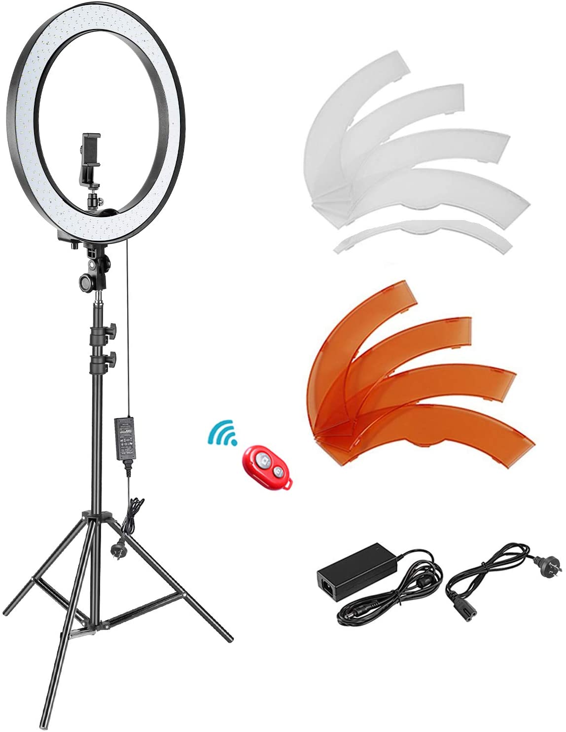 Neewer Camera Photo Video Light Kit: 18 Inches/48 Centimeters Outer 55W 5500K Dimmable LED Ring Light, Light Stand, Receiver for Smartphone Self-Portrait Video Shooting