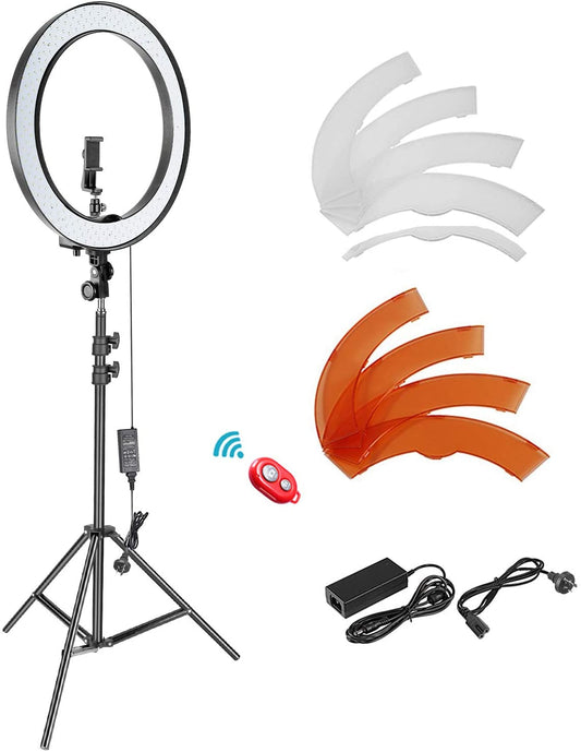 Neewer Camera Photo Video Light Kit: 18 Inches/48 Centimeters Outer 55W 5500K Dimmable LED Ring Light, Light Stand, Receiver for Smartphone Self-Portrait Video Shooting