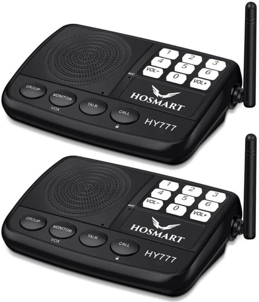 Hosmart Wireless Intercom System 1/2 Mile Long Range 7-Channel Security Black HY777