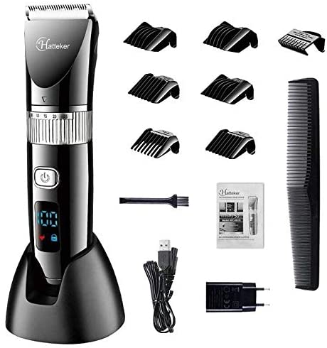 Hatteker Cordless USB Rechargeable Waterproof Hair Beard Trimmer Pro Haircut Kit for Men