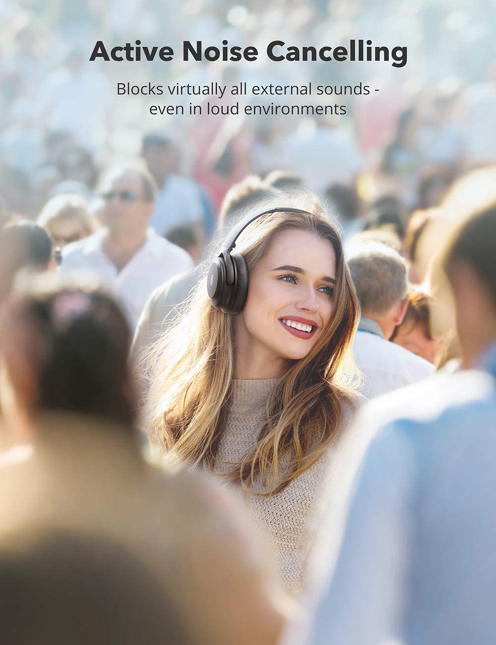 TaoTronics TT-BH085 Active Noise Cancelling Headphones, Bluetooth Headphones [Upgraded] Over Ear Wireless Headphones 40H Playtime Type-C Fast Charging Bluetooth 5.0 CVC 8.0 Mic for TV PC Cellphone, Suitable for Online Class and Meeting