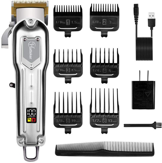 Hatteker Mens Hair Rechargeable Clipper Cordless Hair Trimmer Professional Haircut Barber Kit Hair Cutting Kit