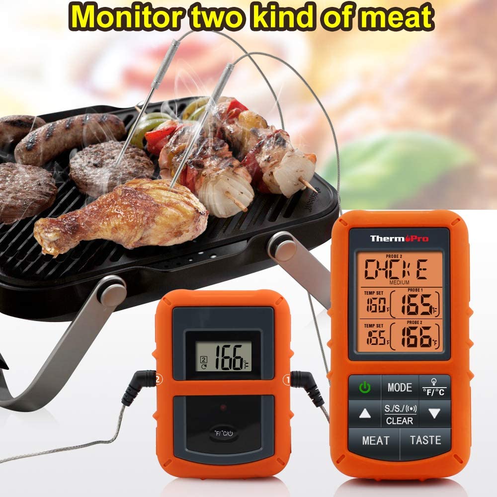 ThermoPro TP20 Wireless Remote Digital Cooking Food Meat Thermometer with Dual Probe for Smoker Grill BBQ Thermometer