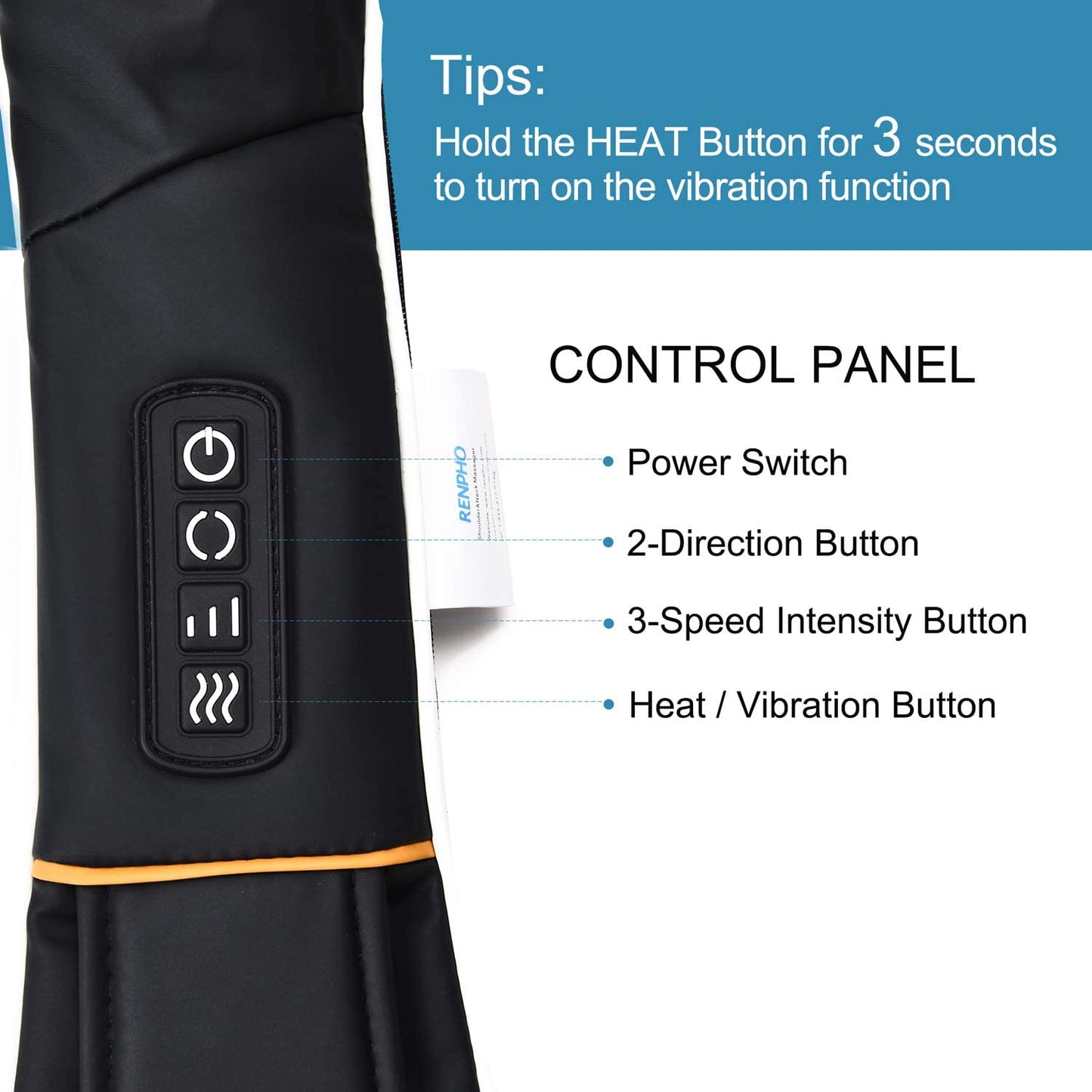 RENPHO Shiatsu Neck and Shoulder Back Massager Vibration Deep Tissue Kneading
