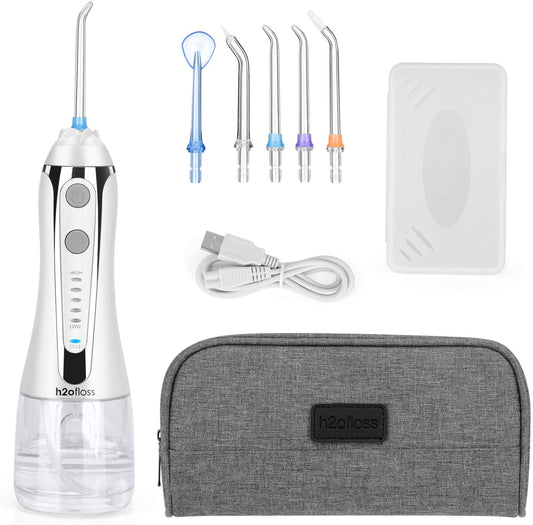 H2ofloss Cordless Water Flosser with 30 Days Battery Life, Premium Water Floss for Teeth, Portable Dental Flosser in 5 Modes, Gravity Ball for Upside Down Use, 300ml Water Tank